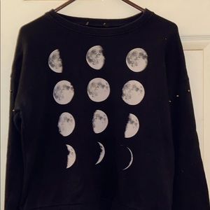 Black moon phase crew neck